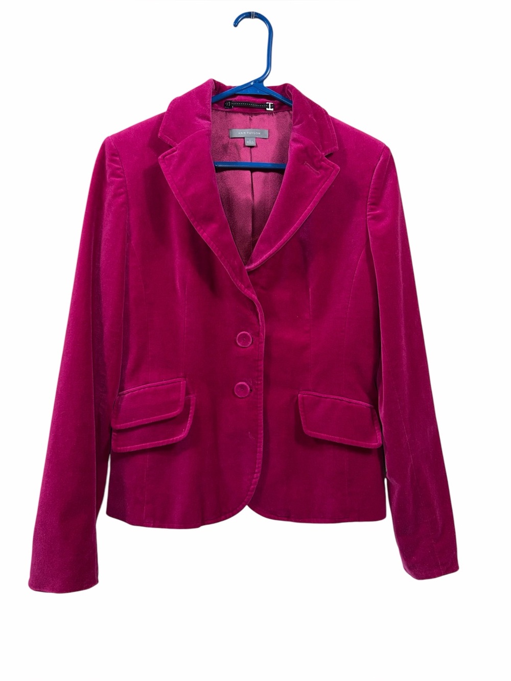 Ann Taylor Fuchsia Pink Velvet Blazer EUC size 4